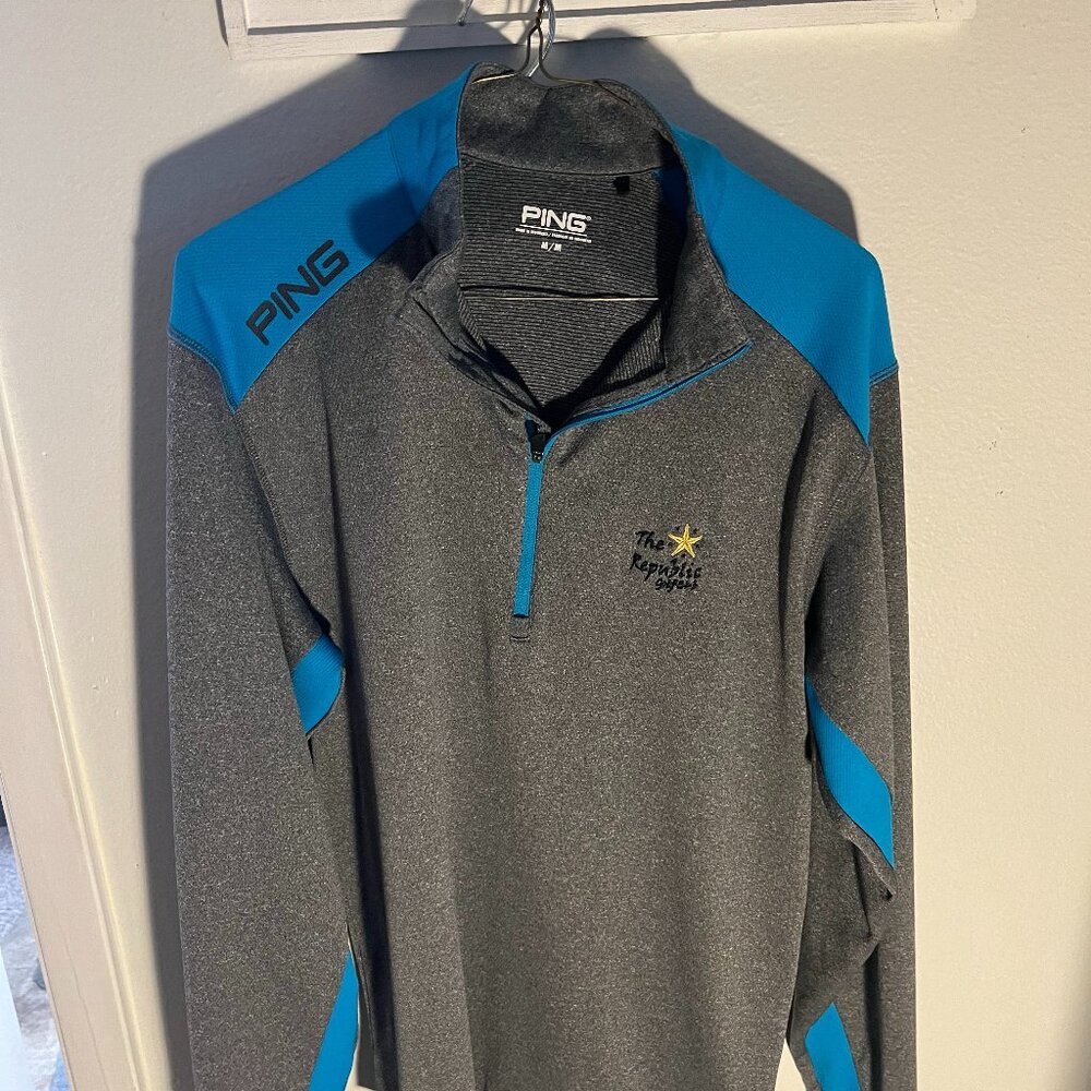 Ping - Medium - Grey/Blue Quarter zip pullover
